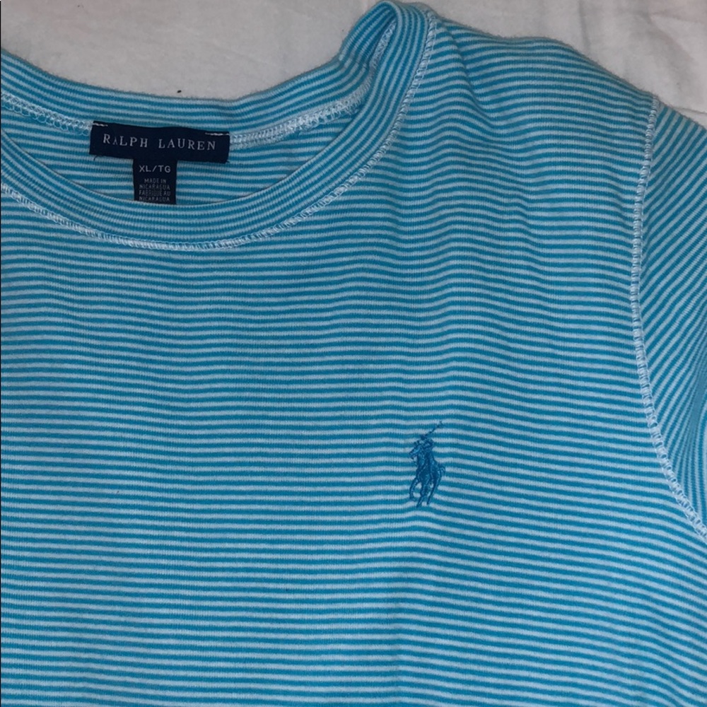 blue & white striped ralph lauren shirt